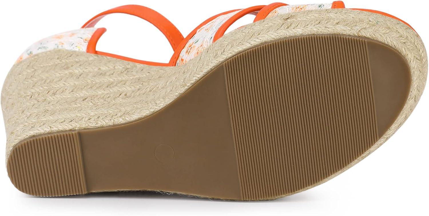 imageAllegra K Womens Espadrilles Lace Wedges Wedge SandalsOrange Flower