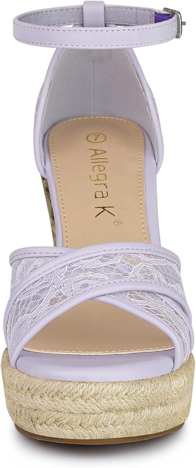 imageAllegra K Womens Espadrilles Lace Wedges Wedge SandalsPurple Flower