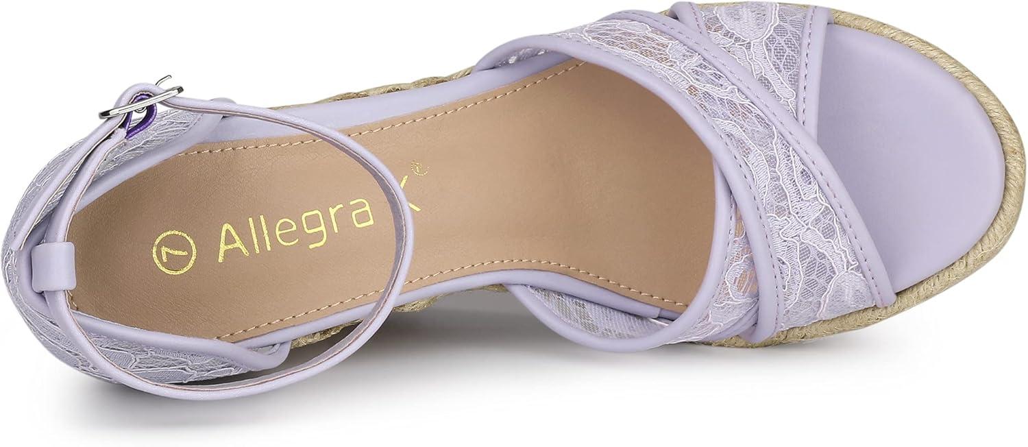 imageAllegra K Womens Espadrilles Lace Wedges Wedge SandalsPurple Flower