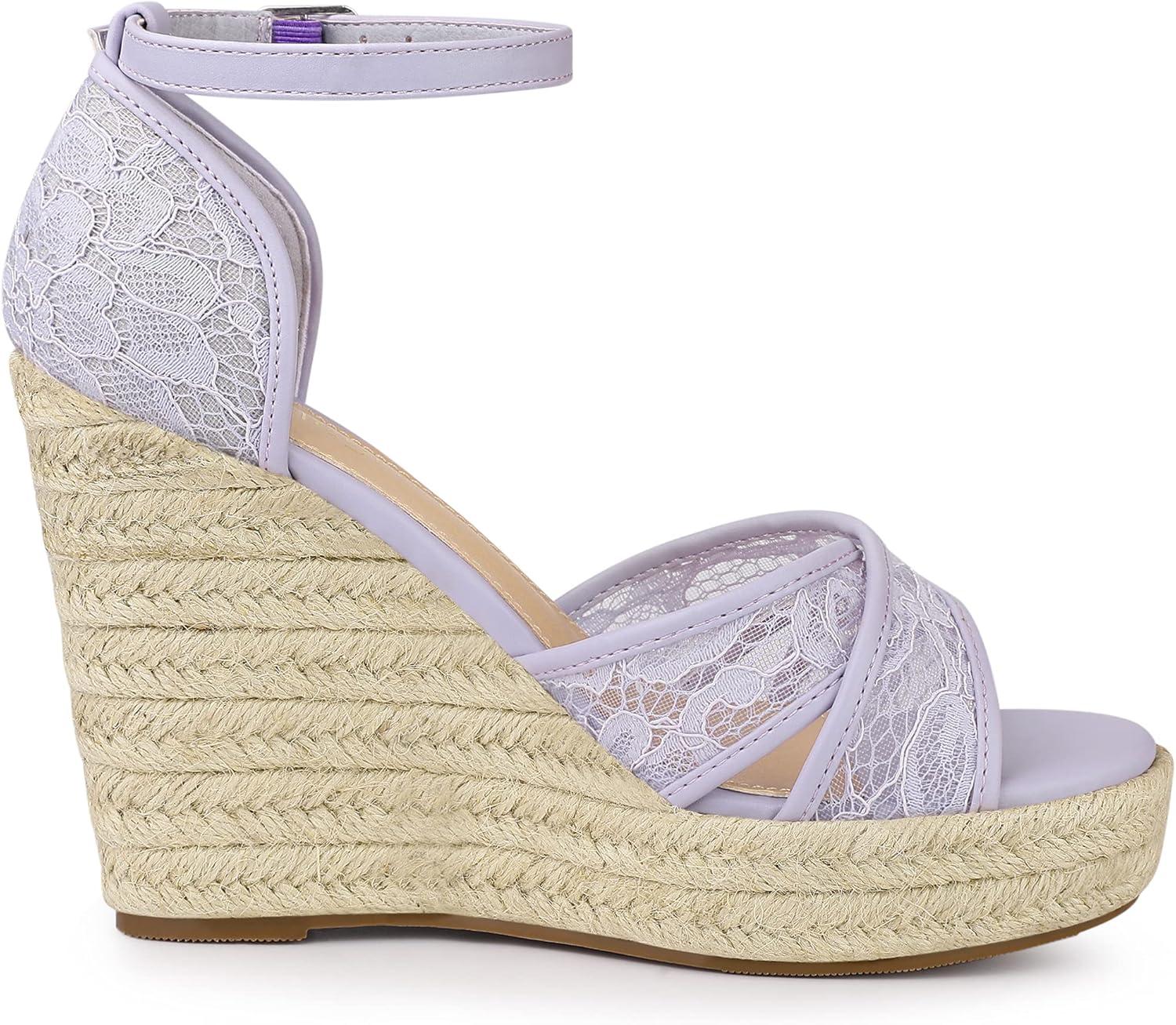 imageAllegra K Womens Espadrilles Lace Wedges Wedge SandalsPurple Flower