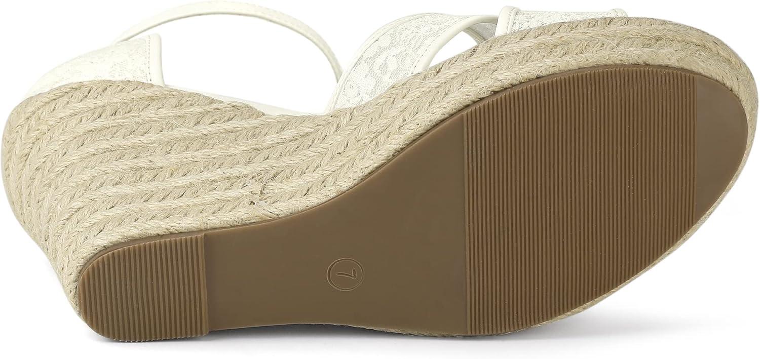 imageAllegra K Womens Espadrilles Lace Wedges Wedge SandalsWhite