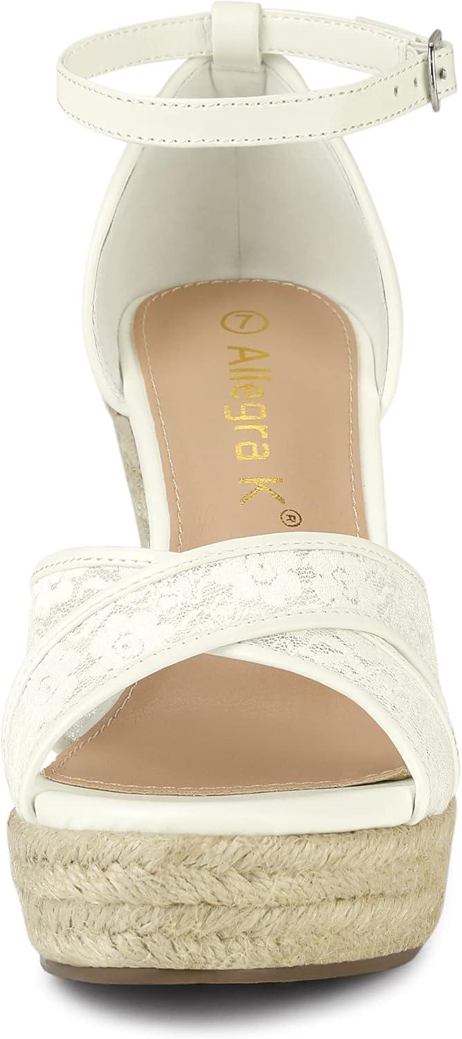 imageAllegra K Womens Espadrilles Lace Wedges Wedge SandalsWhite