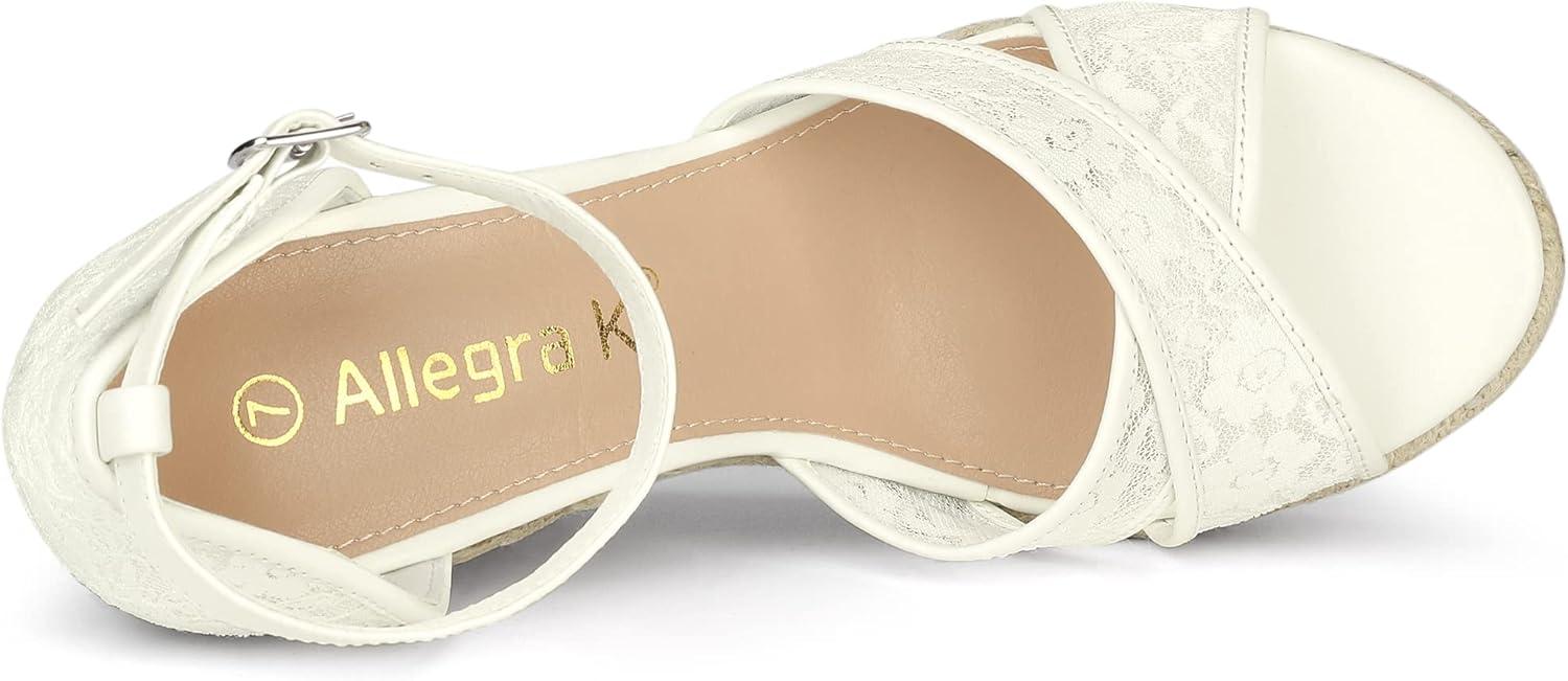 imageAllegra K Womens Espadrilles Lace Wedges Wedge SandalsWhite