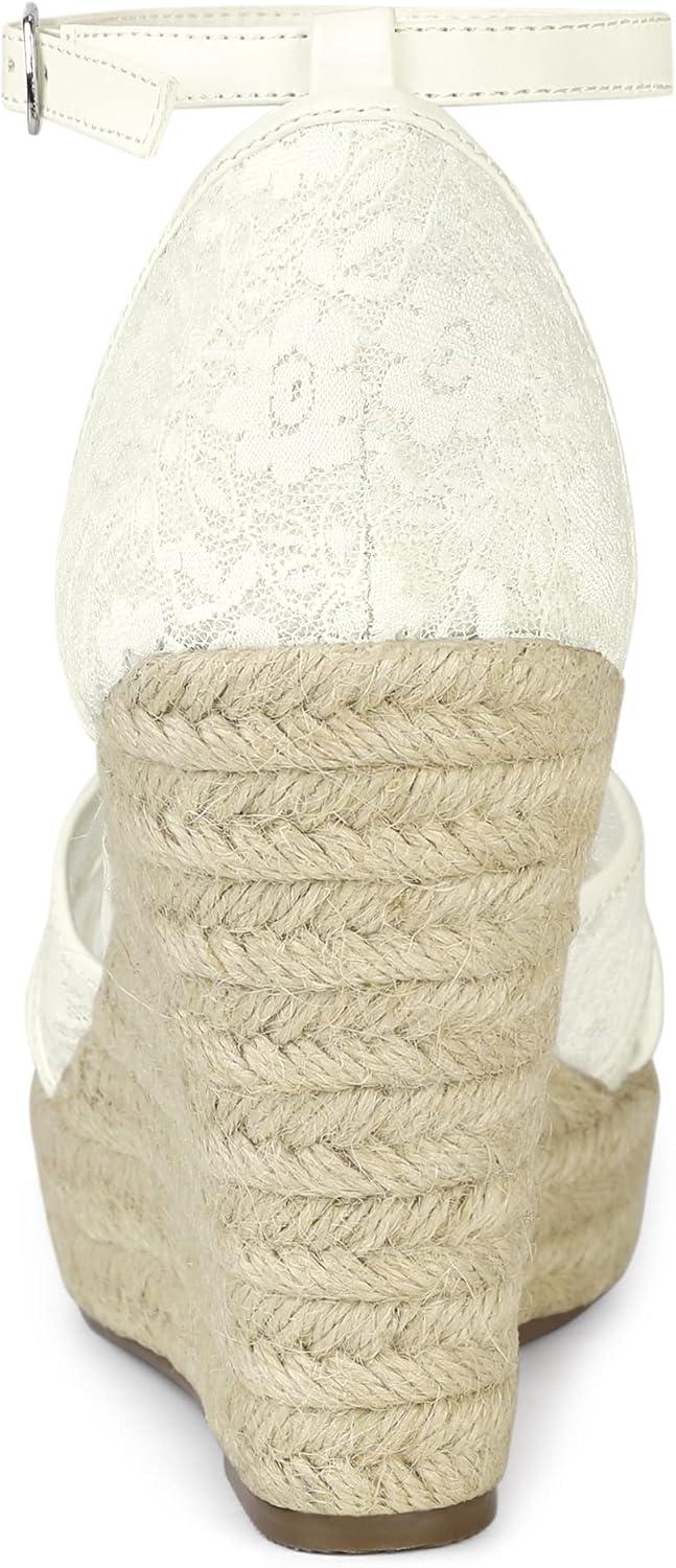 imageAllegra K Womens Espadrilles Lace Wedges Wedge SandalsWhite