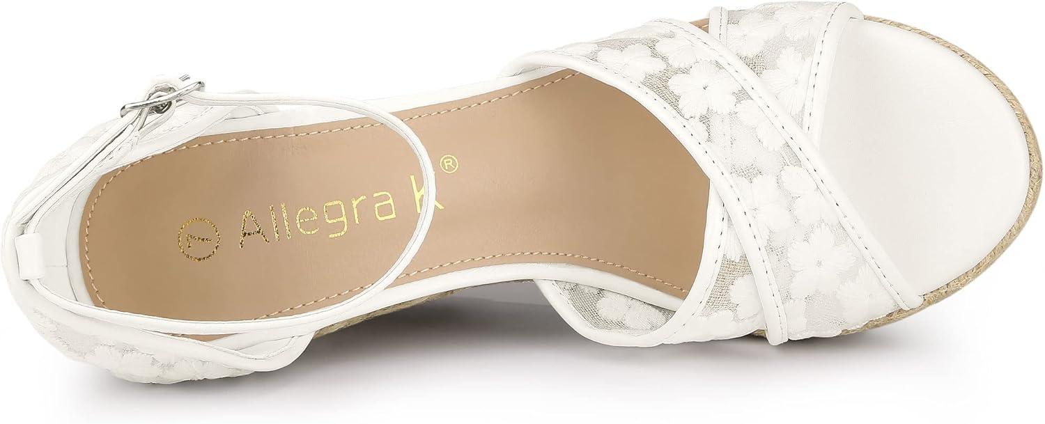 imageAllegra K Womens Espadrilles Lace Wedges Wedge SandalsWhite Flower