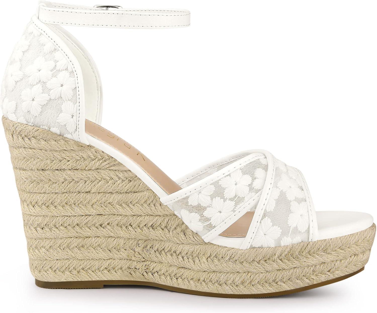 imageAllegra K Womens Espadrilles Lace Wedges Wedge SandalsWhite Flower