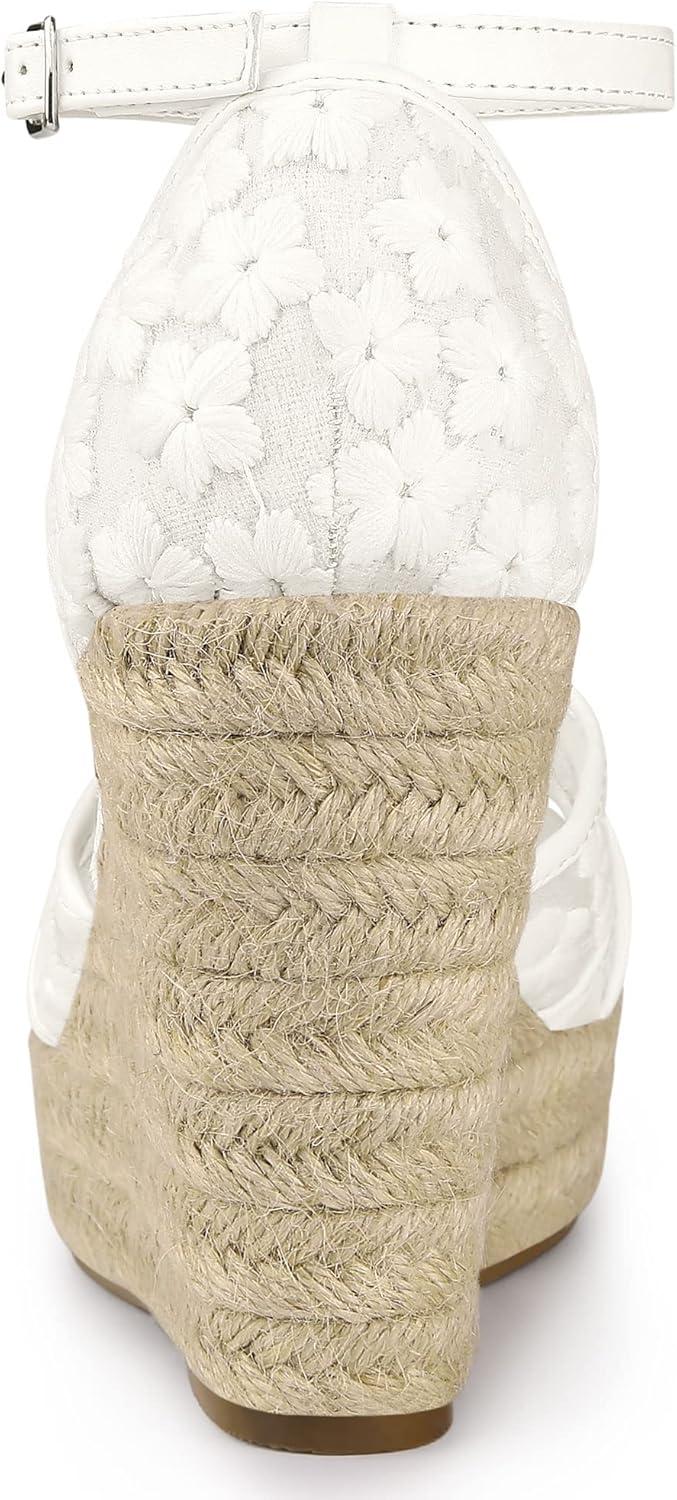 imageAllegra K Womens Espadrilles Lace Wedges Wedge SandalsWhite Flower