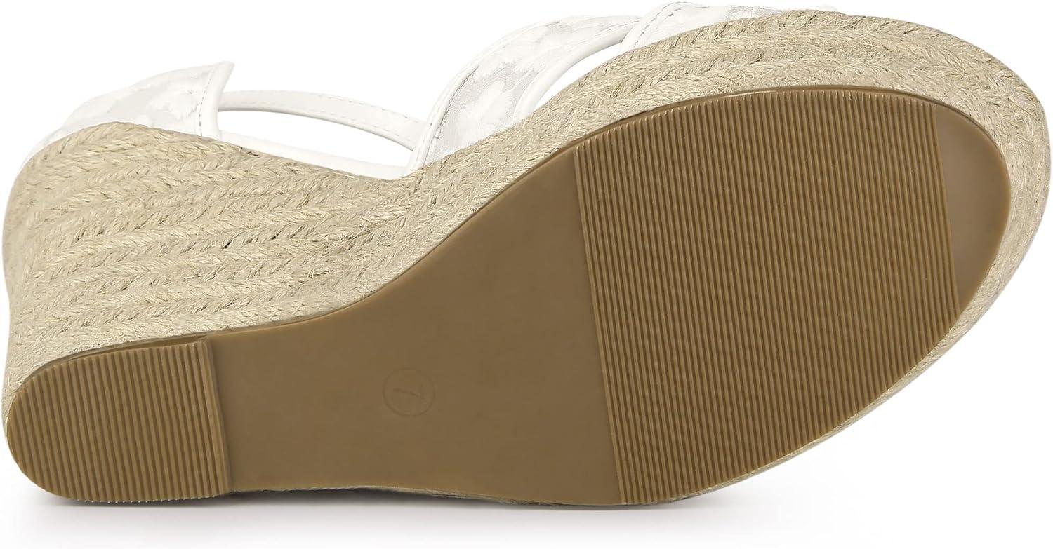 imageAllegra K Womens Espadrilles Lace Wedges Wedge SandalsWhite Flower