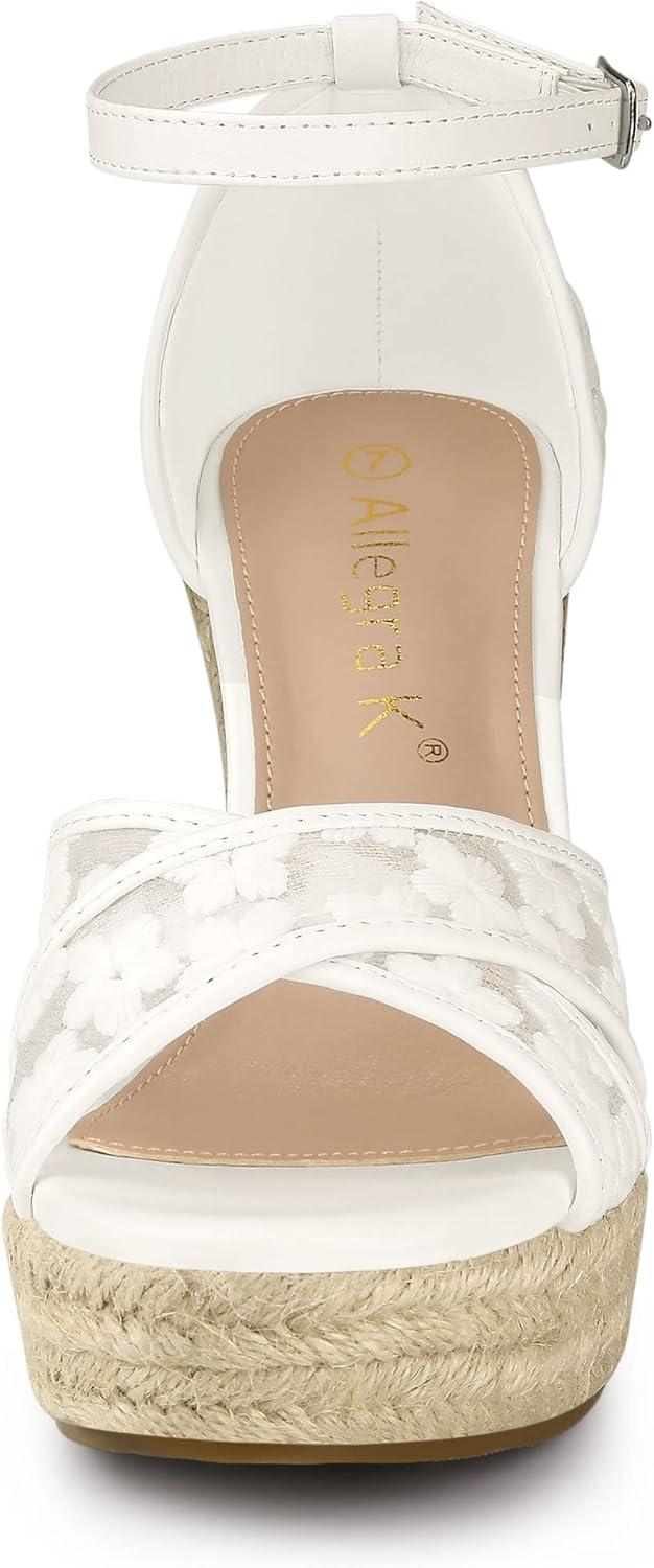 imageAllegra K Womens Espadrilles Lace Wedges Wedge SandalsWhite Flower