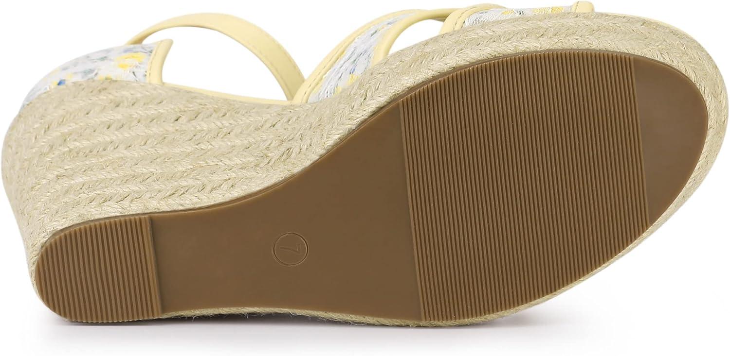 imageAllegra K Womens Espadrilles Lace Wedges Wedge SandalsYellow Flower