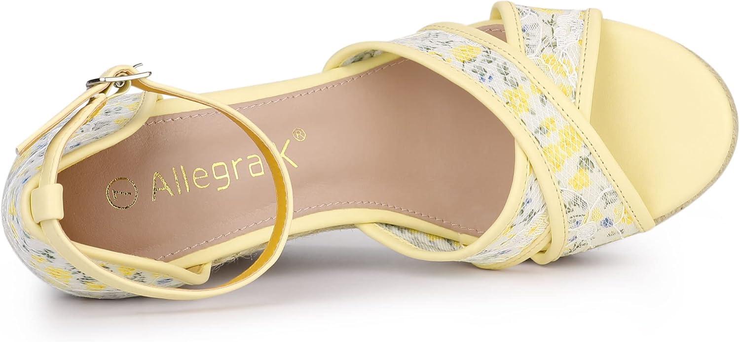 imageAllegra K Womens Espadrilles Lace Wedges Wedge SandalsYellow Flower