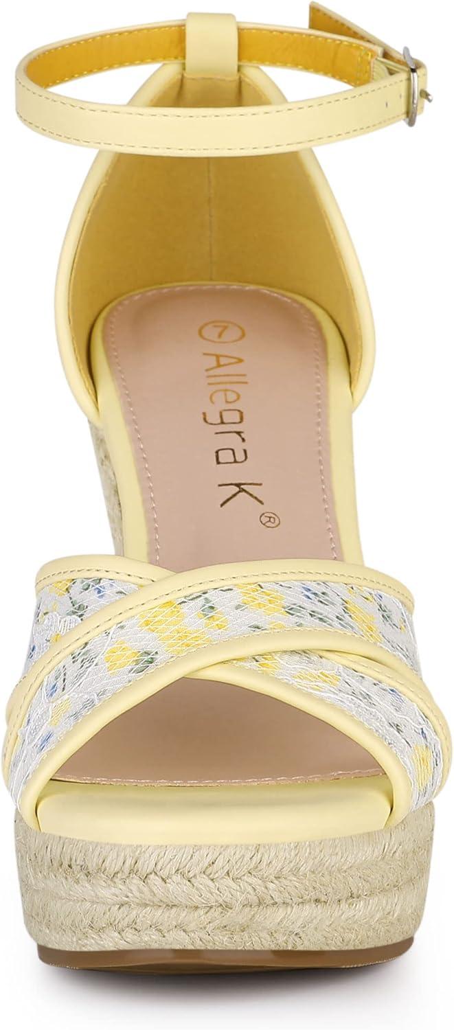 imageAllegra K Womens Espadrilles Lace Wedges Wedge SandalsYellow Flower