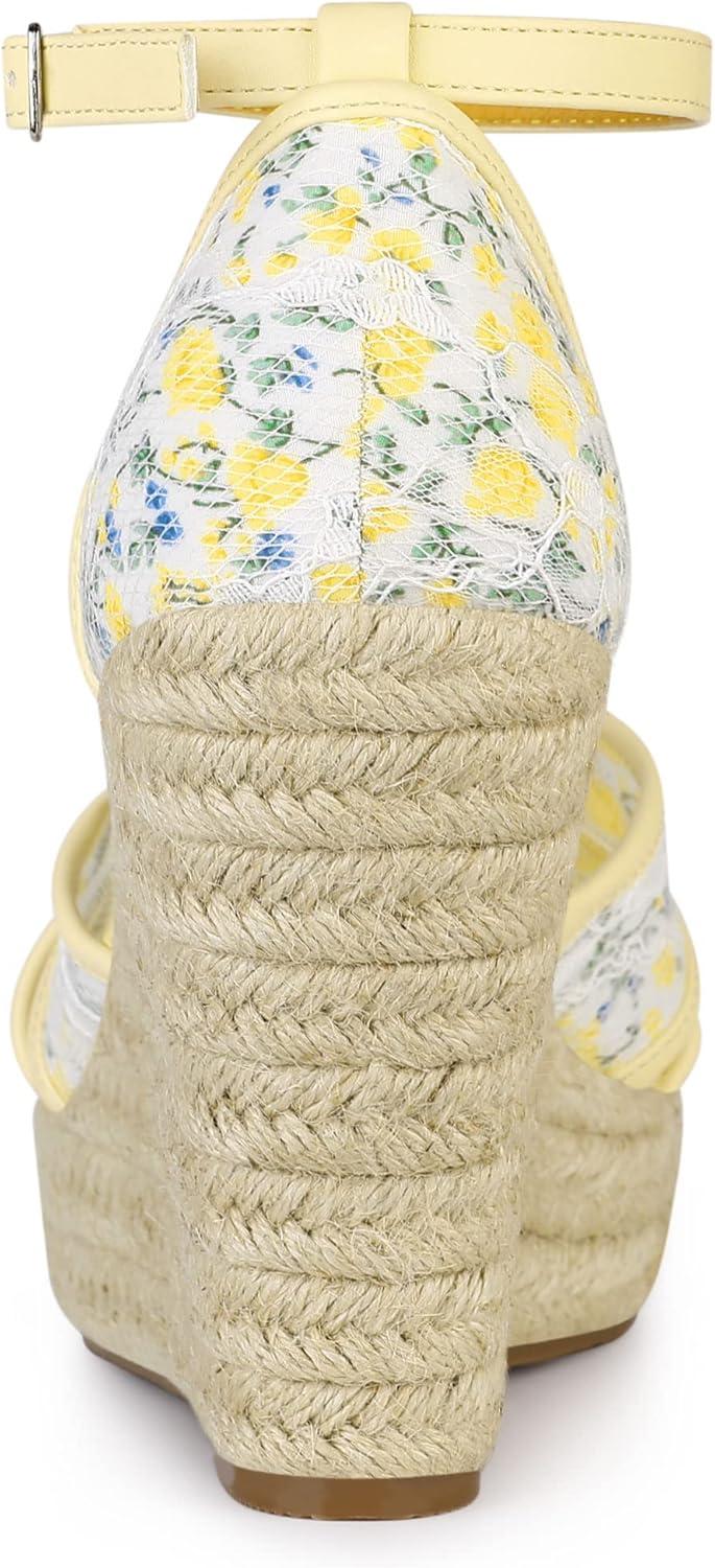 imageAllegra K Womens Espadrilles Lace Wedges Wedge SandalsYellow Flower