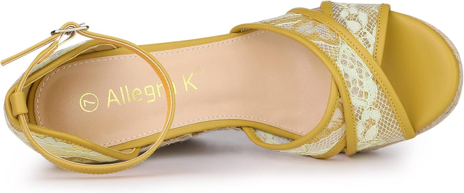imageAllegra K Womens Espadrilles Lace Wedges Wedge SandalsYellow Green