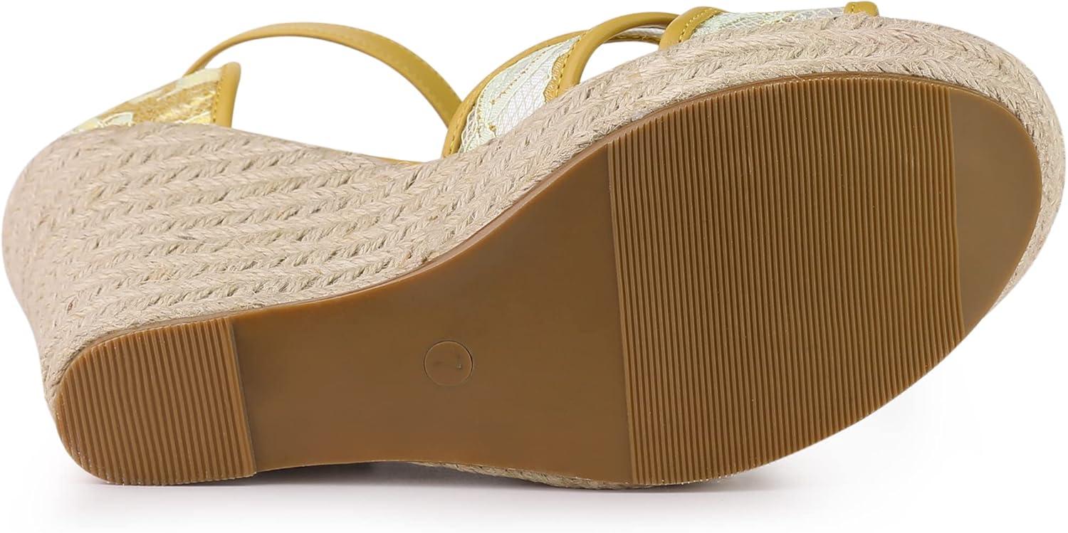imageAllegra K Womens Espadrilles Lace Wedges Wedge SandalsYellow Green