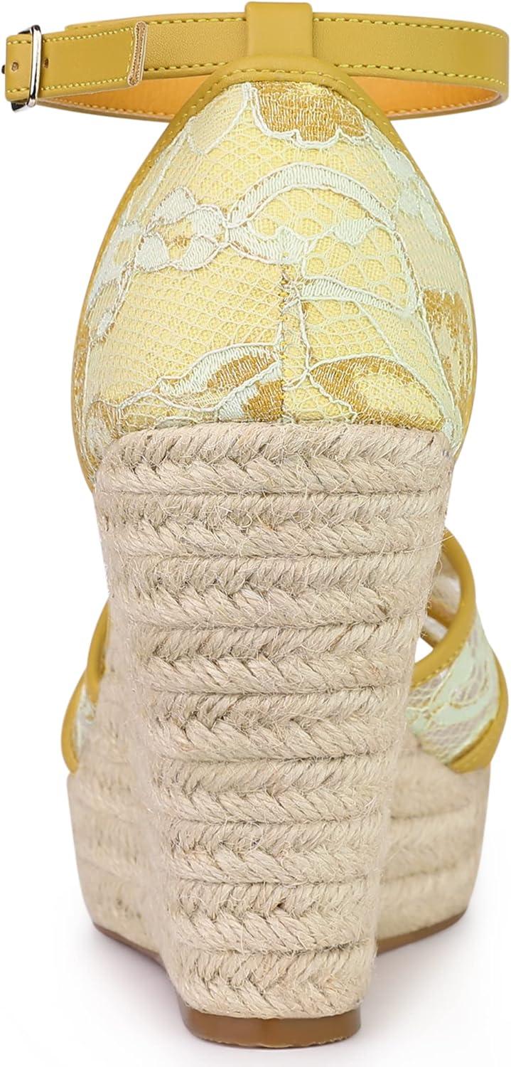 imageAllegra K Womens Espadrilles Lace Wedges Wedge SandalsYellow Green