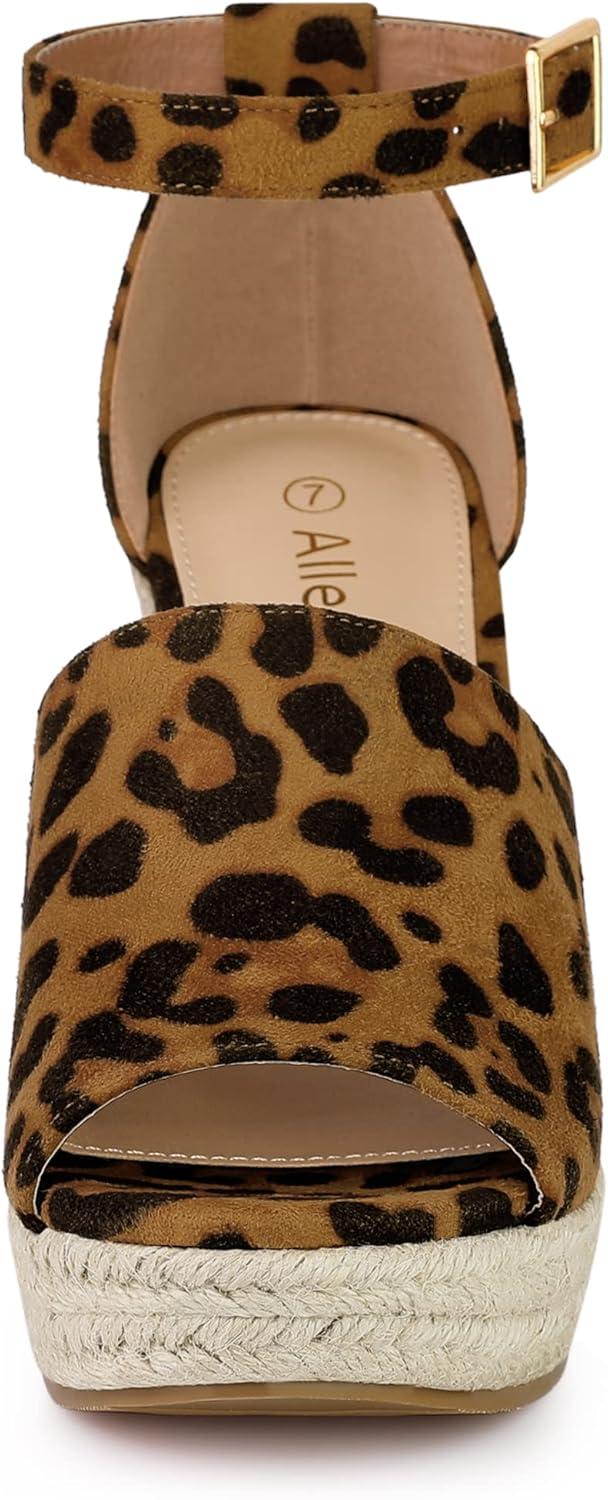imageAllegra K Womens Espadrilles Platform Heels Wedges SandalsLeopard