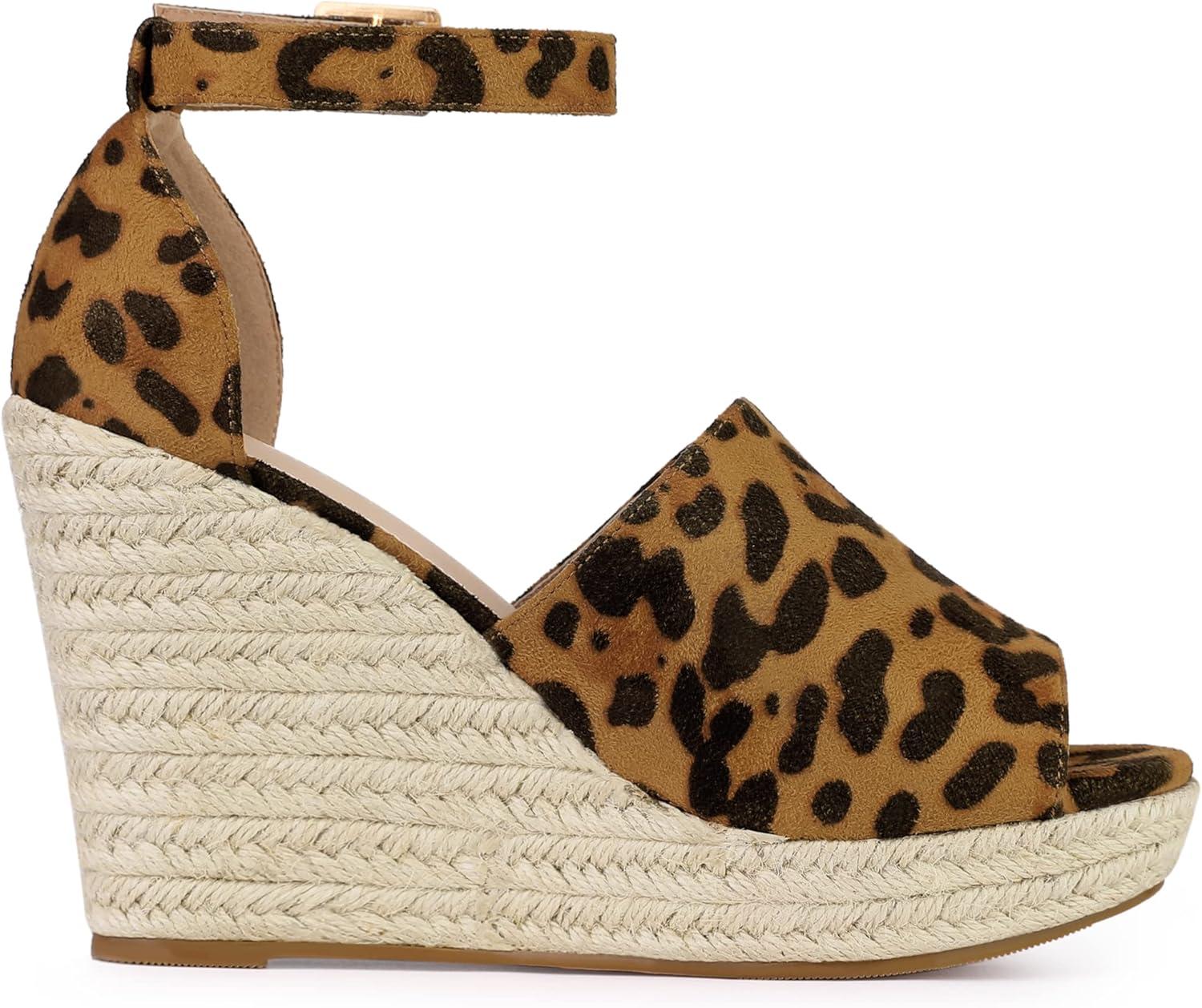 imageAllegra K Womens Espadrilles Platform Heels Wedges SandalsLeopard