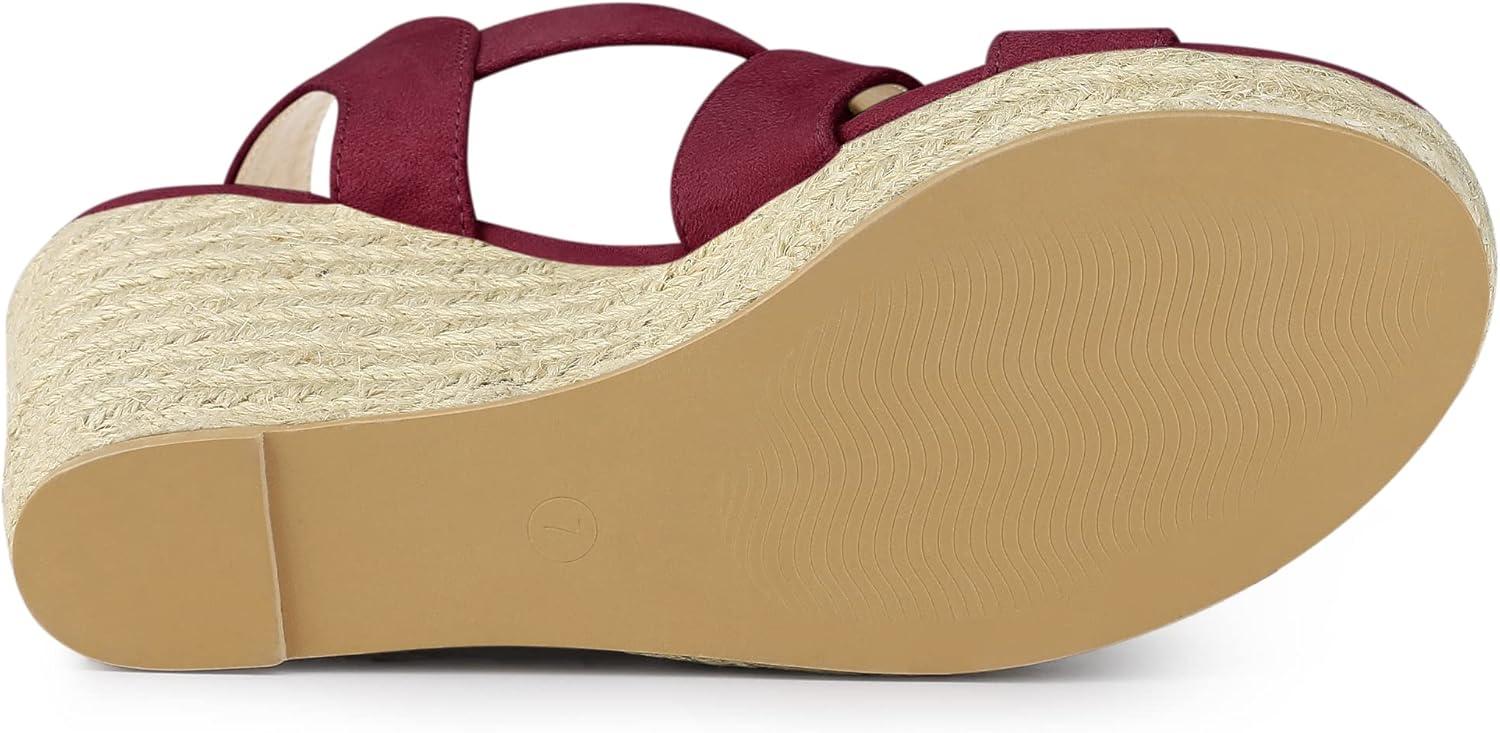 imageAllegra K Womens Espadrilles Platform Slingback Burgundy Wedges Sandals 75 M US