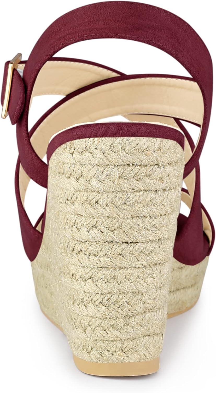 imageAllegra K Womens Espadrilles Platform Slingback Burgundy Wedges Sandals 75 M US