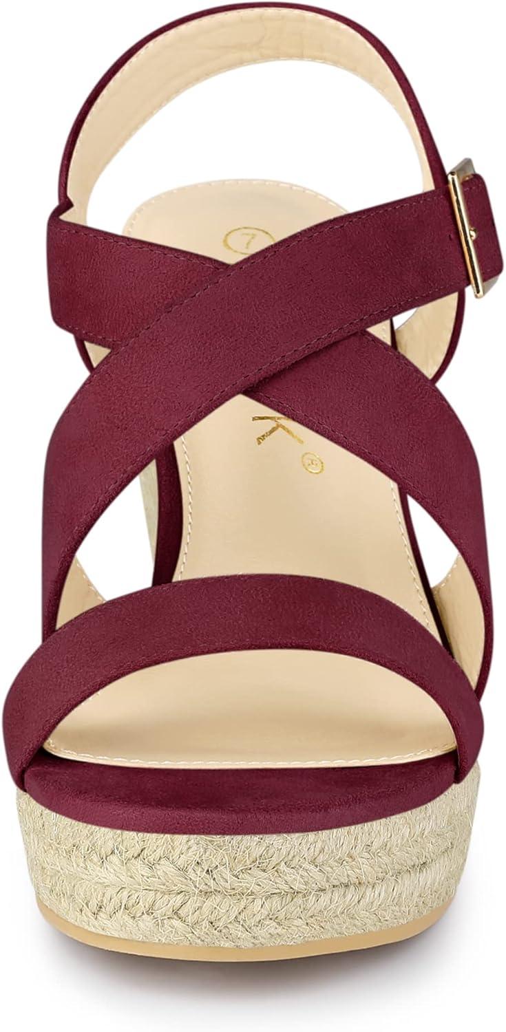imageAllegra K Womens Espadrilles Platform Slingback Burgundy Wedges Sandals 75 M US