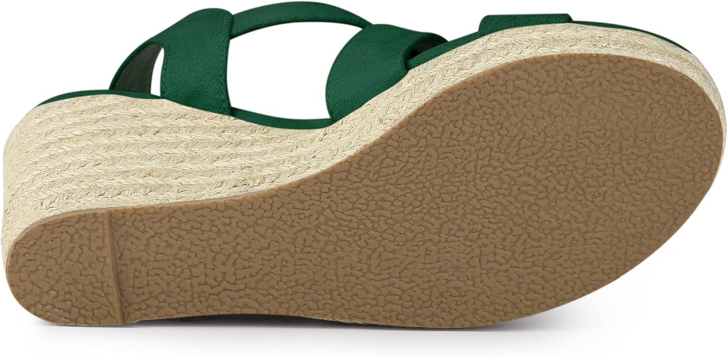 imageAllegra K Womens Espadrilles Platform Slingback Emerald Green Wedges Sandals 6 M US