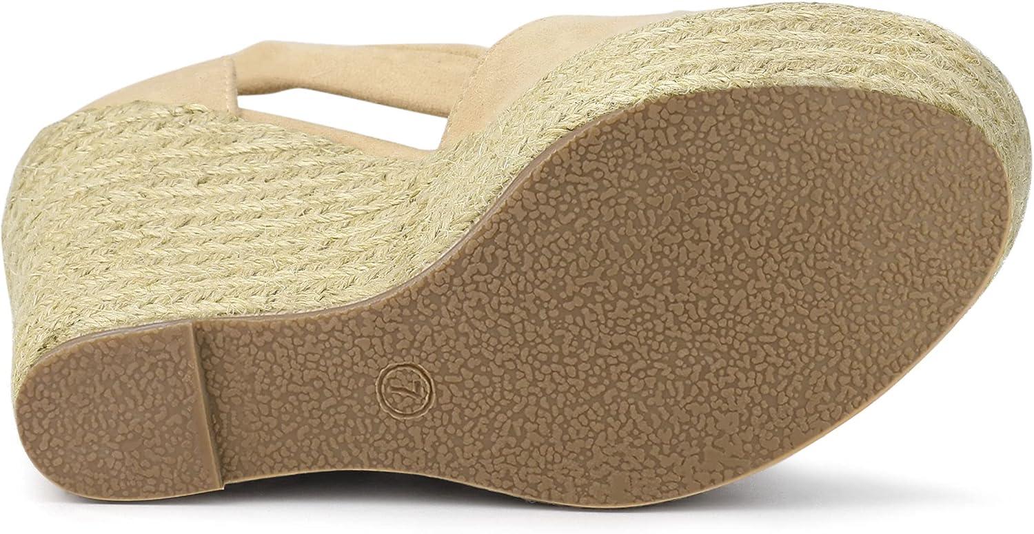 imageAllegra K Womens Espadrilles Tie Up Ankle Strap Wedges SandalsBeige
