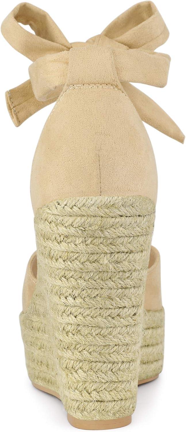 imageAllegra K Womens Espadrilles Tie Up Ankle Strap Wedges SandalsBeige