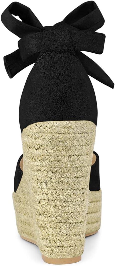imageAllegra K Womens Espadrilles Tie Up Ankle Strap Wedges SandalsBlack