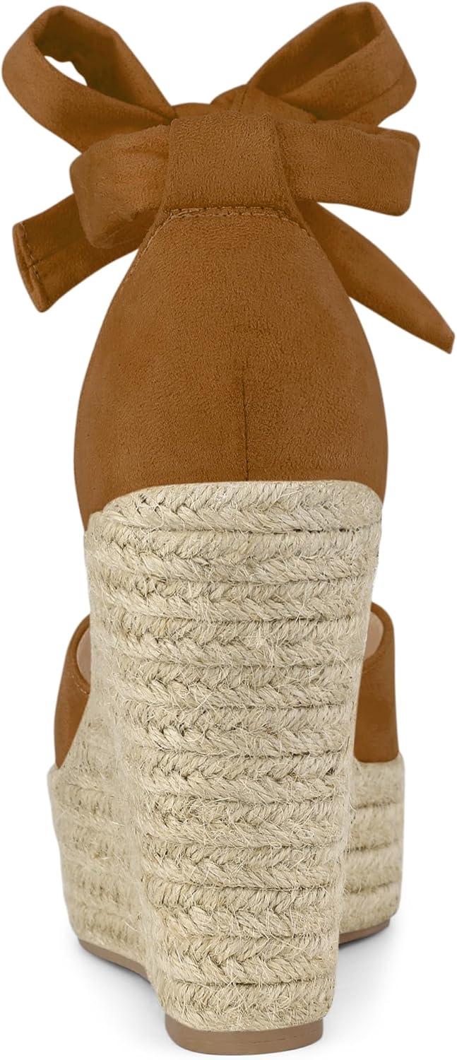 imageAllegra K Womens Espadrilles Tie Up Ankle Strap Wedges SandalsBrown