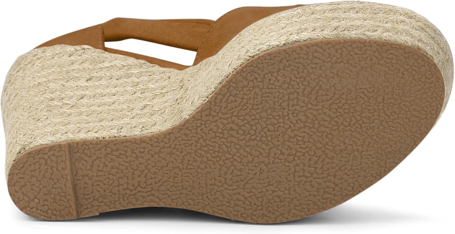 imageAllegra K Womens Espadrilles Tie Up Ankle Strap Wedges SandalsBrown