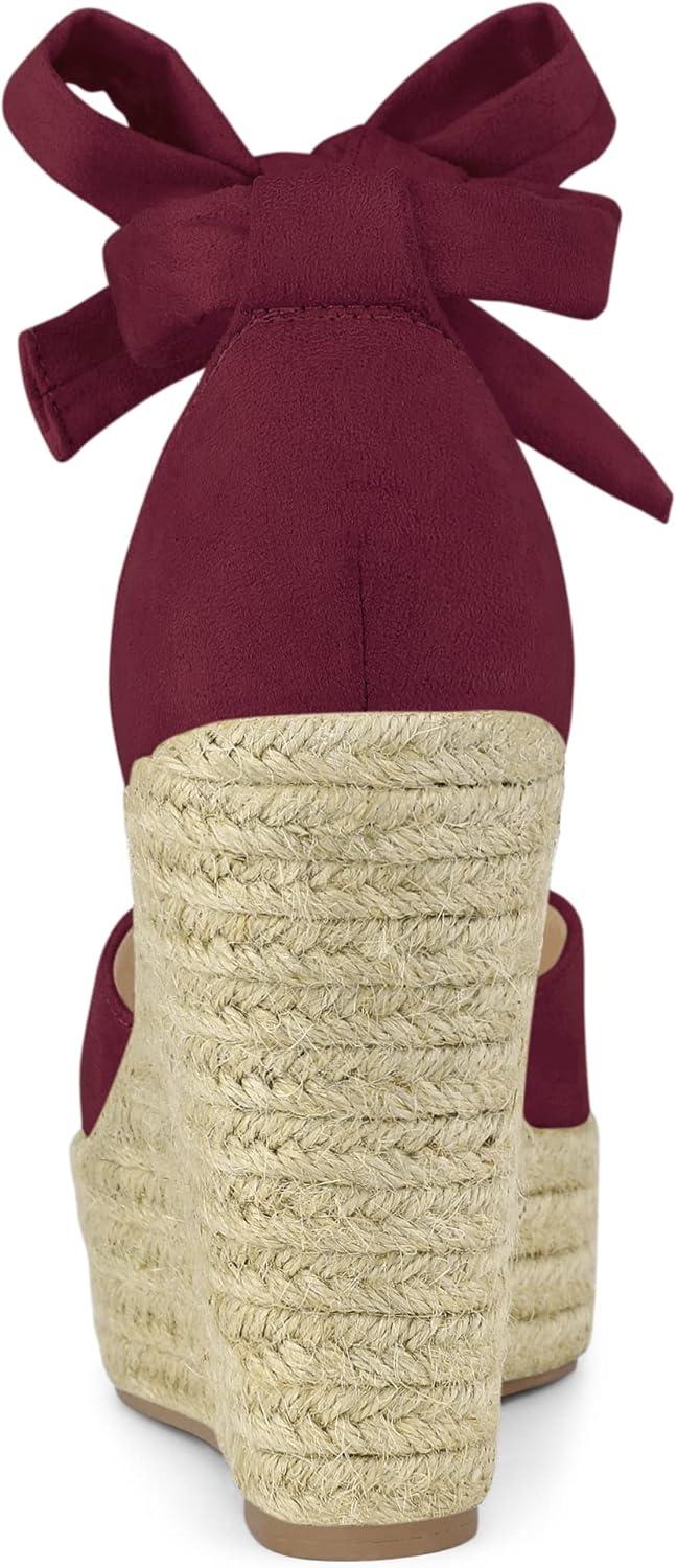 imageAllegra K Womens Espadrilles Tie Up Ankle Strap Wedges SandalsBurgundy