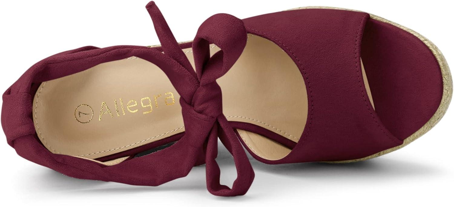 imageAllegra K Womens Espadrilles Tie Up Ankle Strap Wedges SandalsBurgundy