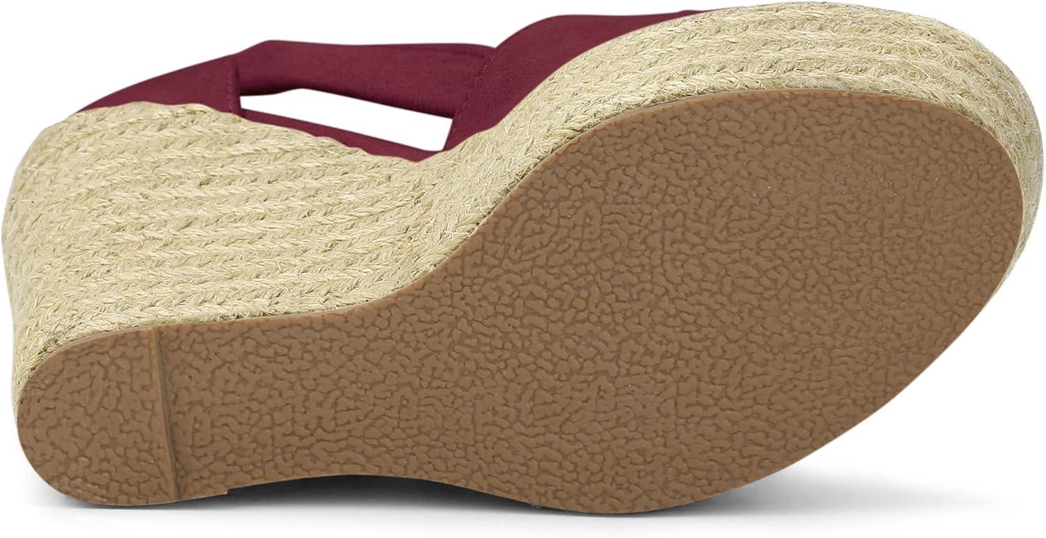 imageAllegra K Womens Espadrilles Tie Up Ankle Strap Wedges SandalsBurgundy