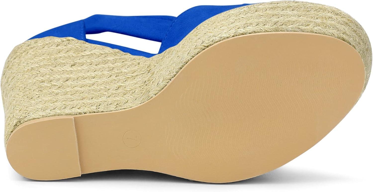 imageAllegra K Womens Espadrilles Tie Up Ankle Strap Wedges SandalsDeep Blue