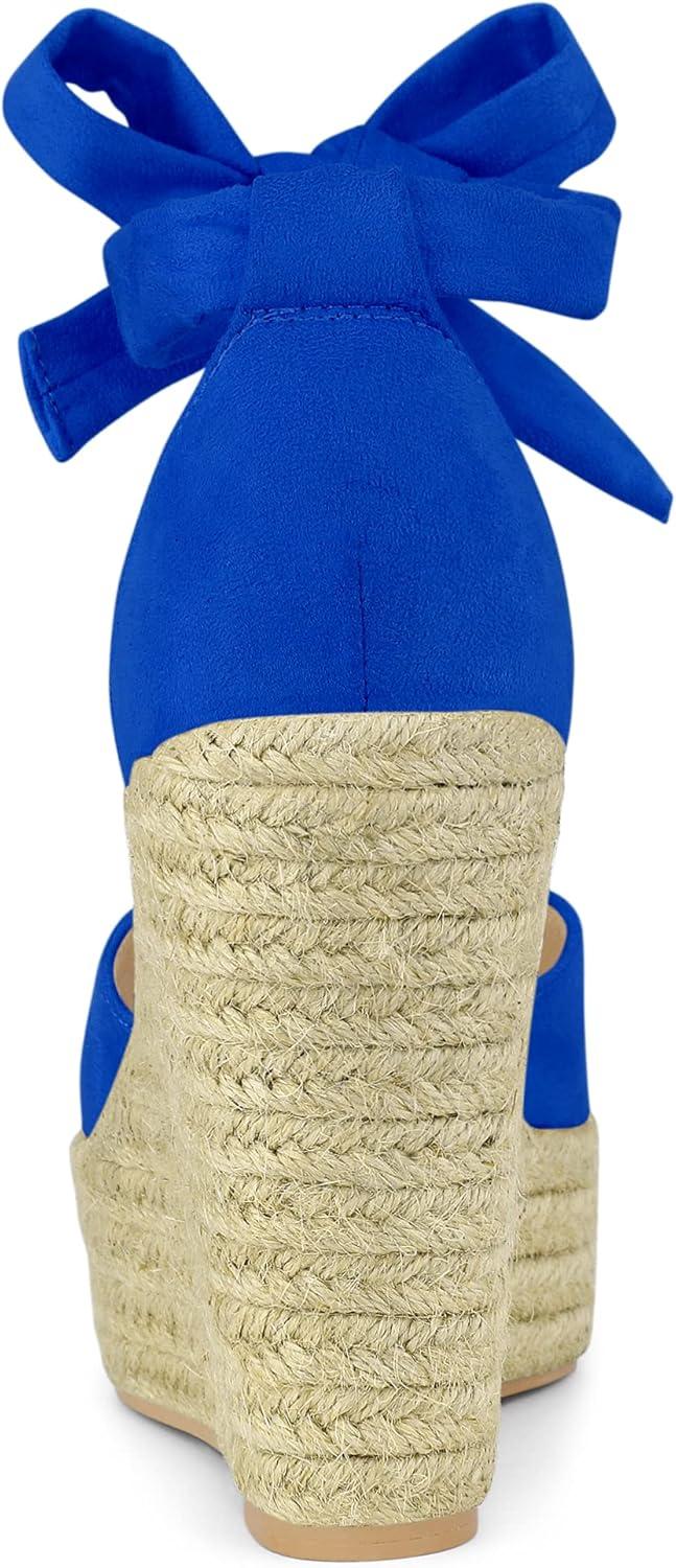 imageAllegra K Womens Espadrilles Tie Up Ankle Strap Wedges SandalsDeep Blue