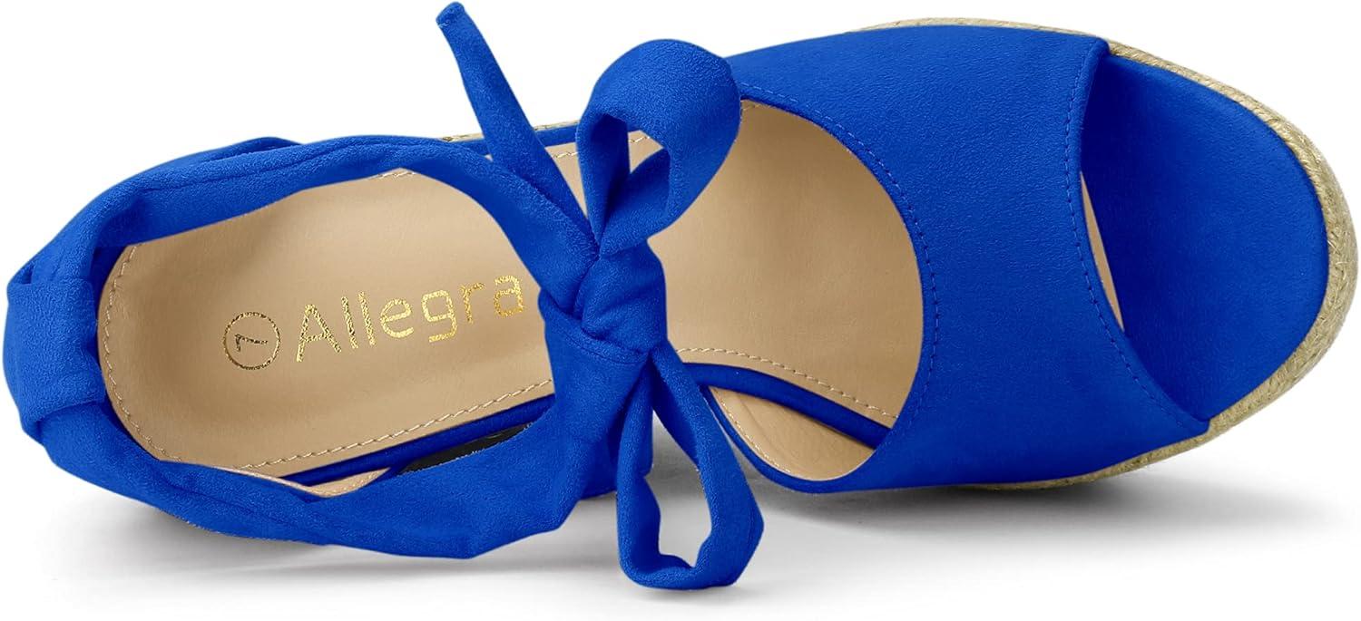 imageAllegra K Womens Espadrilles Tie Up Ankle Strap Wedges SandalsDeep Blue