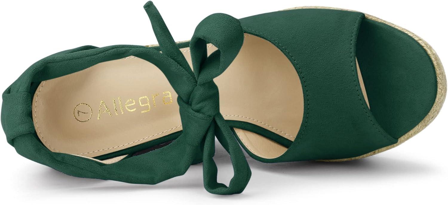 imageAllegra K Womens Espadrilles Tie Up Ankle Strap Wedges SandalsEmerald Green