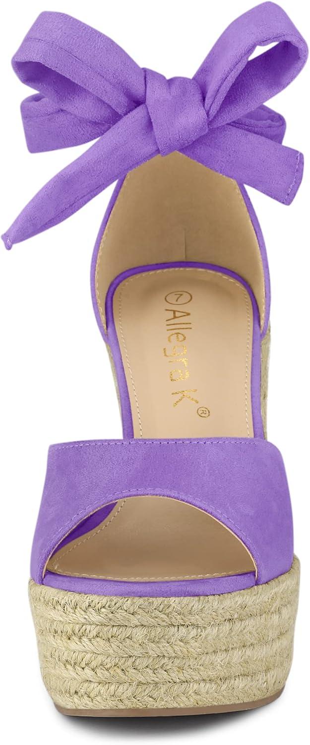 imageAllegra K Womens Espadrilles Tie Up Ankle Strap Wedges SandalsPurple
