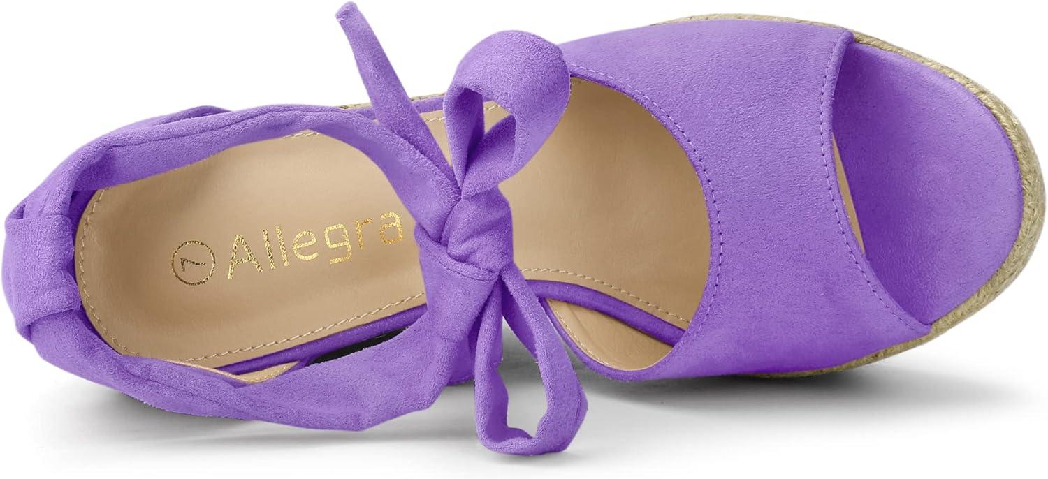imageAllegra K Womens Espadrilles Tie Up Ankle Strap Wedges SandalsPurple