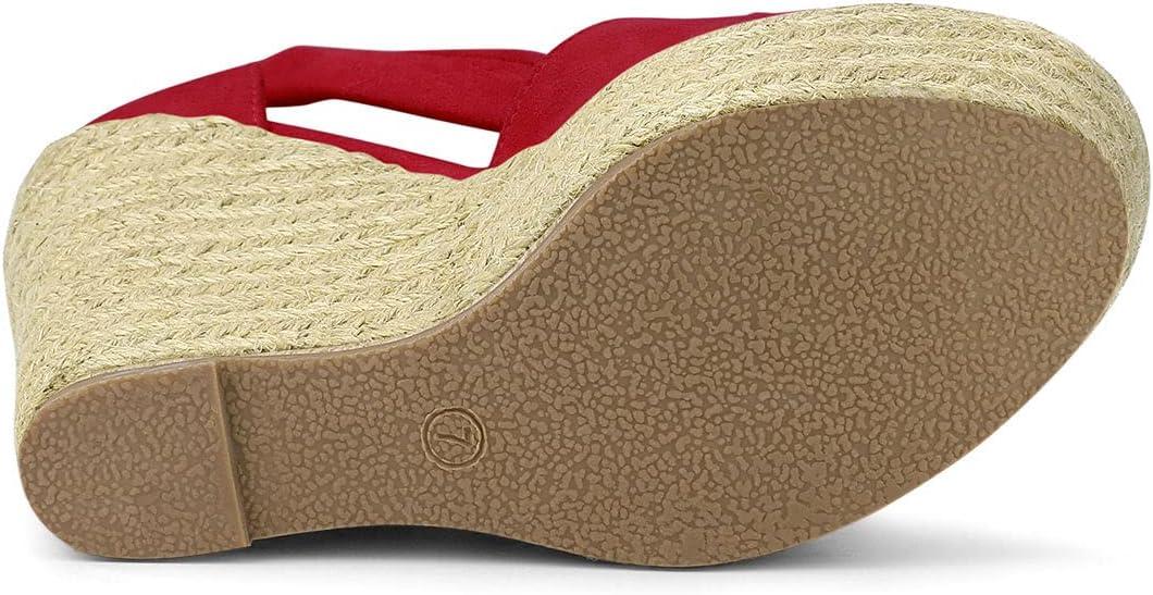 imageAllegra K Womens Espadrilles Tie Up Ankle Strap Wedges SandalsRed