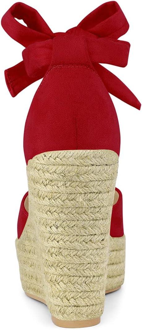 imageAllegra K Womens Espadrilles Tie Up Ankle Strap Wedges SandalsRed