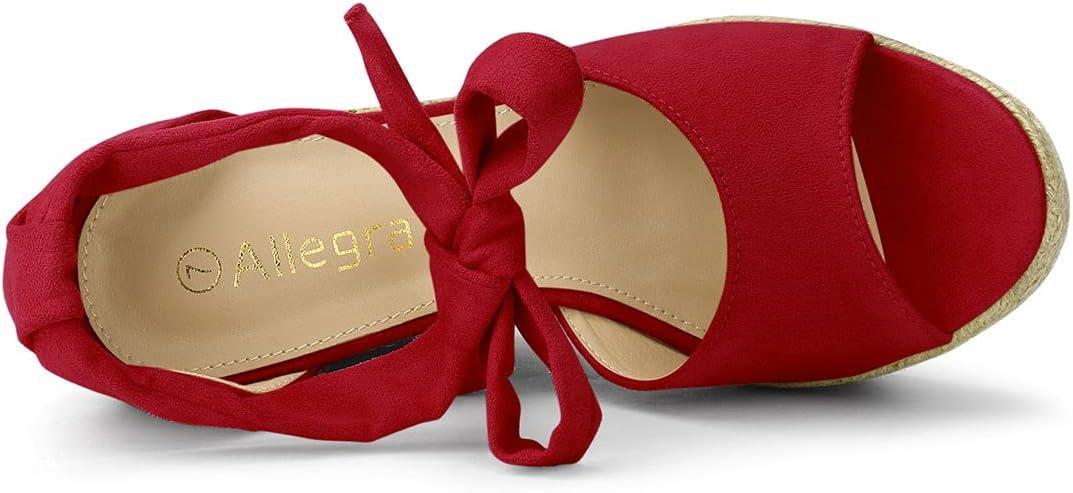 imageAllegra K Womens Espadrilles Tie Up Ankle Strap Wedges SandalsRed