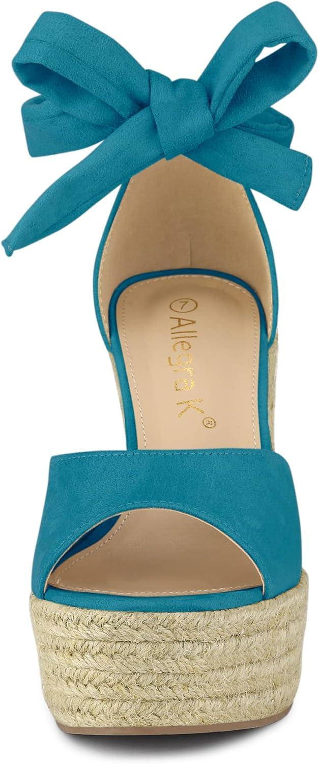 imageAllegra K Womens Espadrilles Tie Up Ankle Strap Wedges SandalsTeal