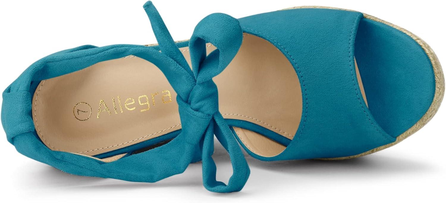 imageAllegra K Womens Espadrilles Tie Up Ankle Strap Wedges SandalsTeal