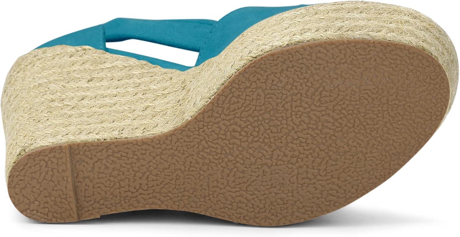 imageAllegra K Womens Espadrilles Tie Up Ankle Strap Wedges SandalsTeal