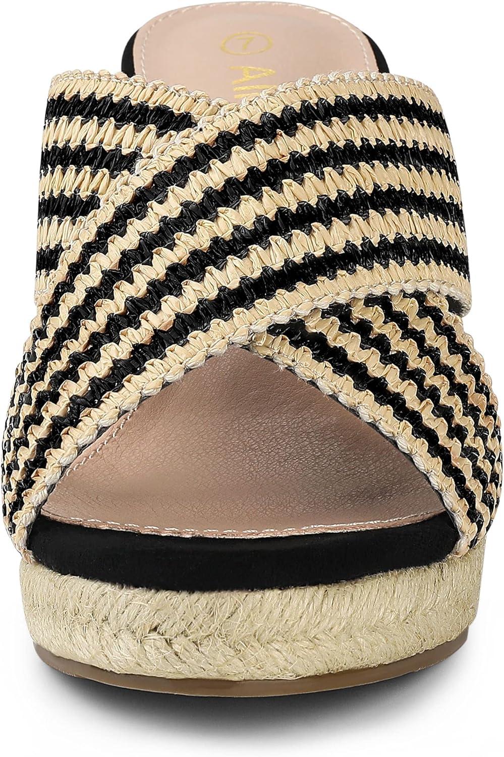 imageAllegra K Womens Espadrilles Wedges Slide Wedge SandalsBlack