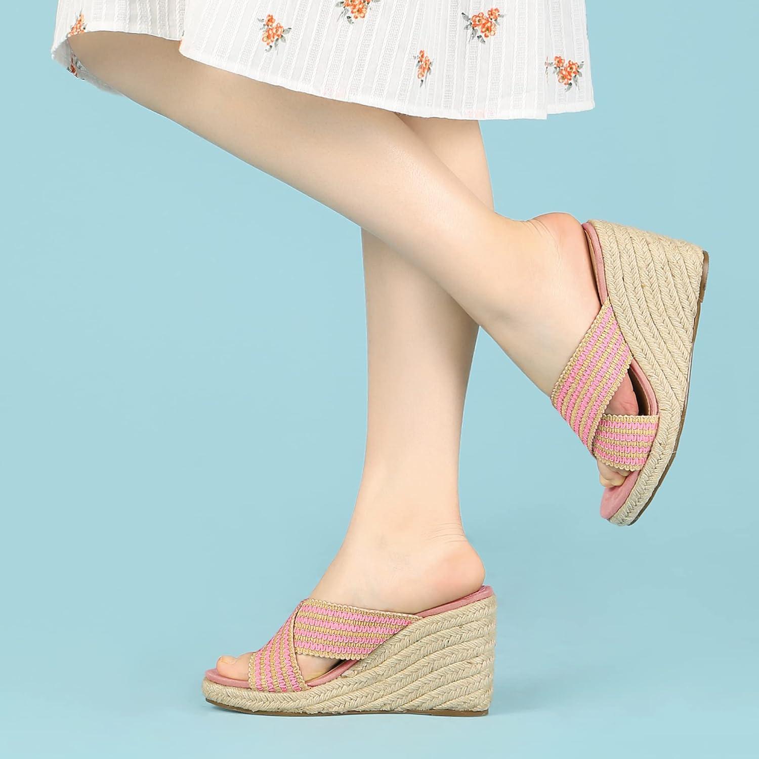 imageAllegra K Womens Espadrilles Wedges Slide Wedge SandalsPink
