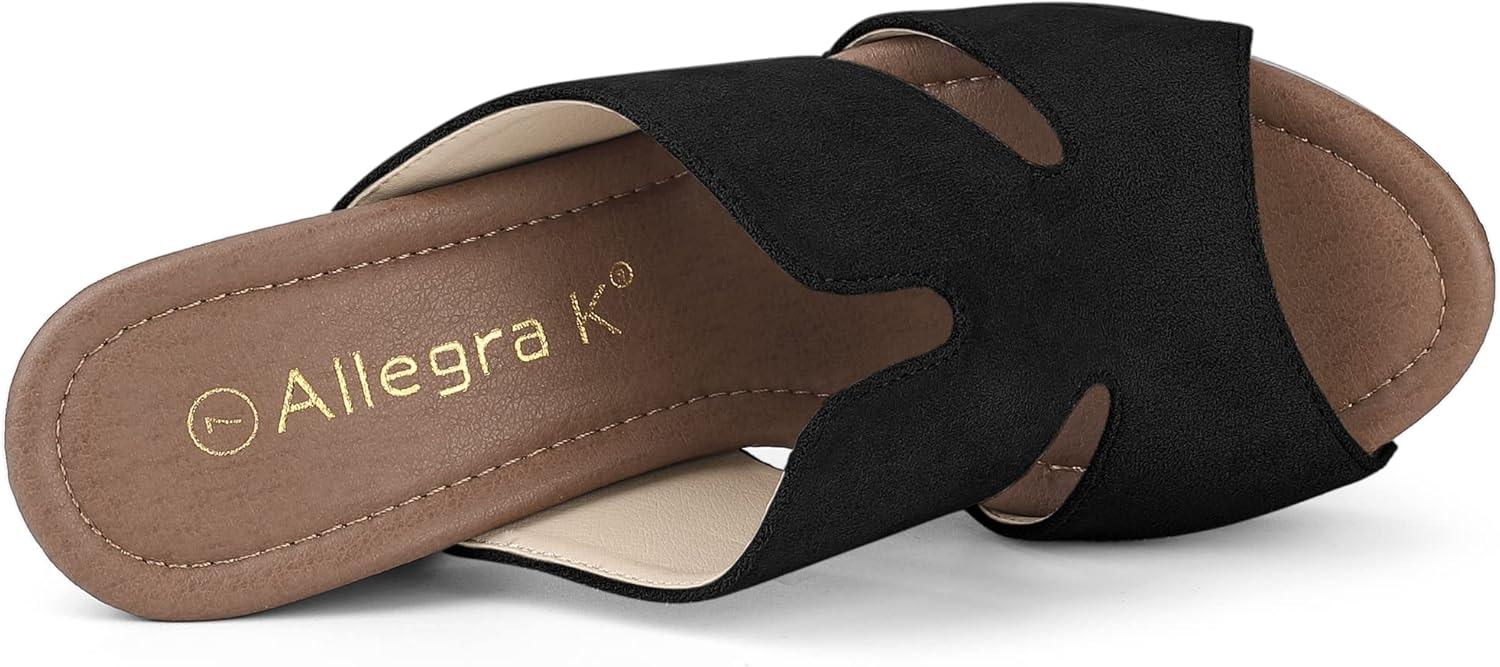 imageAllegra K Womens Faux Suede Platform High Block Heel Slides SandalsBlack