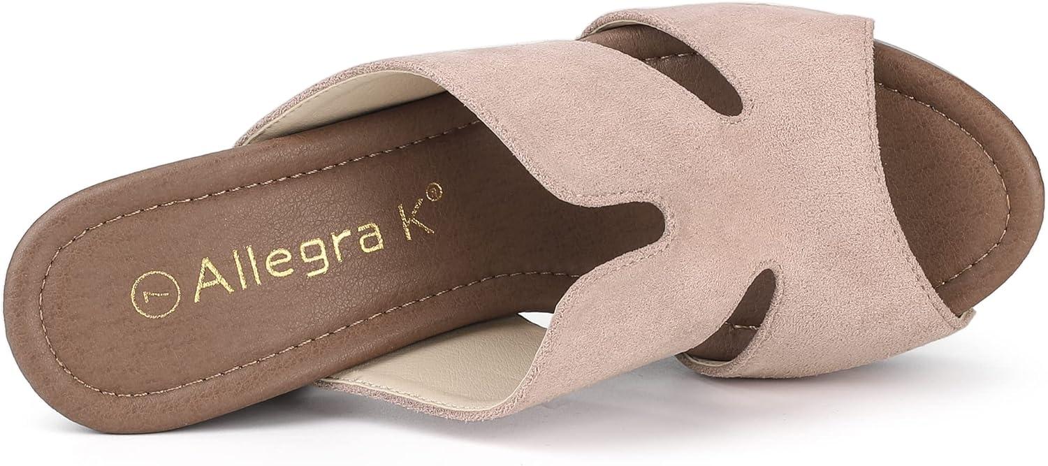 imageAllegra K Womens Faux Suede Platform High Block Heel Slides SandalsPink